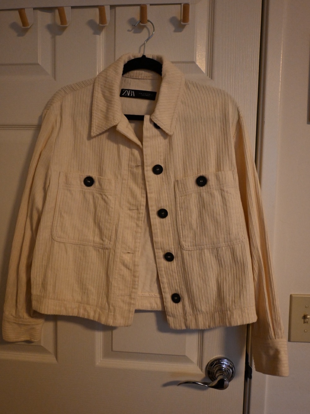 Zara Off-White Corduroy Button-Up Jacket